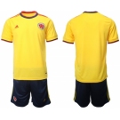 Men's Colombia Blank Yellow Home Soccer Jersey Suit