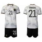 Men's Germany #21 Gundogan White Home Soccer Jersey Suit