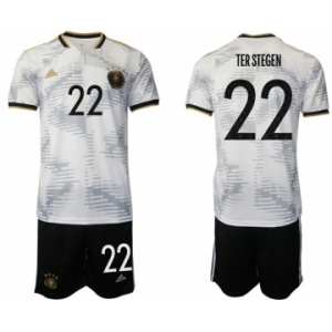 Men's Germany #22 Ter Stegen White Home Soccer Jersey Suit