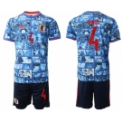 Men's Japan #4 Honda Blue Home Soccer Jersey Suit