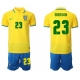 Men's Brazil #23 Ederson Yellow Home Soccer Jersey Suit