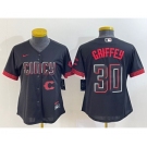 Women's Cincinnati Reds #30 Ken Griffey Jr Black 2023 City Connect Cool Base Stitched Jersey