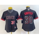 Women's Cincinnati Reds #30 Ken Griffey Jr Number Black 2023 City Connect Cool Base Stitched Jersey