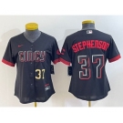 Women's Cincinnati Reds #37 Tyler Stephenson Number Black 2023 City Connect Cool Base Stitched Jersey1