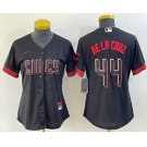 Women's Cincinnati Reds #44 Elly De La Cruz Black 2023 City Connect Cool Base Stitched Baseball Jersey1