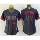 Women's Cincinnati Reds #44 Elly De La Cruz Black 2023 City Connect Cool Base Stitched Baseball Jersey