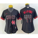 Women's Cincinnati Reds #44 Elly De La Cruz Number Black 2023 City Connect Cool Base Stitched Baseball Jersey