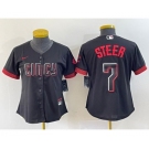 Women's Cincinnati Reds #7 Spencer Steer Black 2023 City Connect Cool Base Stitched Baseball Jersey