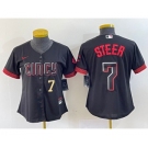 Women's Cincinnati Reds #7 Spencer Steer Numer Black 2023 City Connect Cool Base Stitched Baseball Jersey