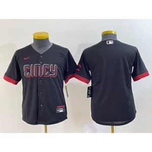 Youth Cincinnati Reds #11 Barry Larkin Black 2023 City Connect Cool Base Stitched Jersey