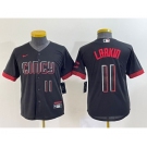 Youth Cincinnati Reds #11 Barry Larkin Number Black 2023 City Connect Cool Base Stitched Jersey2