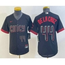 Youth Cincinnati Reds #44 Elly De La Cruz Number Black 2023 City Connect Cool Base Stitched Jersey