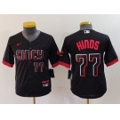 Youth Cincinnati Reds #77 Rece Hinds Number Black 2023 City Connect Cool Base Stitched Jersey