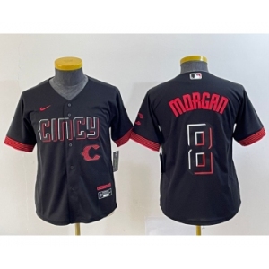 Youth Cincinnati Reds #8 Joe Morgan Black 2023 City Connect Cool Base Stitched Jersey