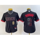 Youth Cincinnati Reds #8 Joe Morgan Number Black 2023 City Connect Cool Base Stitched Jersey 1