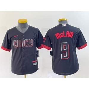 Youth Cincinnati Reds #9 Matt McLain Black 2023 City Connect Cool Base Stitched Jersey