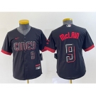 Youth Cincinnati Reds #9 Matt McLain Number Black 2023 City Connect Cool Base Stitched Jersey2