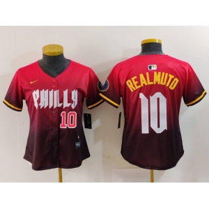 Women's Philadelphia Phillies #10 JT Realmuto Number Red 2024 City Connect Limited Jersey