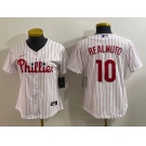 Women's Philadelphia Phillies #10 JT Realmuto White Stitched Cool Base Nike Jersey