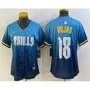 Women's Philadelphia Phillies #18 Johan Rojas Blue 2024 City Connect Limited Stitched Jersey