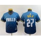 Women's Philadelphia Phillies #27 Aaron Nola Blue 2024 City Connect Limited Stitched Jersey