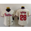 Women's Philadelphia Phillies #28 Alec Bohm Cream Cool Base Jersey