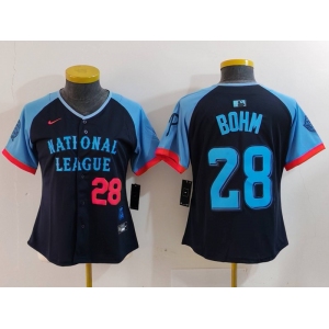 Women's Philadelphia Phillies #28 Alec Bohm Number Navy 2024 All Star Limited Stitched Jersey