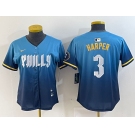 Women's Philadelphia Phillies #3 Bryce Harper Blue 2024 City Connect Limited Stitched Jersey