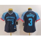 Women's Philadelphia Phillies #3 Bryce Harper Navy 2024 All Star Limited Stitched Jersey