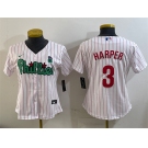 Women's Philadelphia Phillies #3 Bryce Harper Phanatic White Stitched Baseball Jersey
