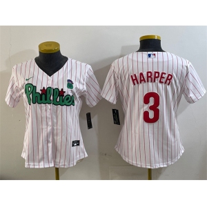 Women's Philadelphia Phillies #3 Bryce Harper Phanatic White Stitched Baseball Jersey