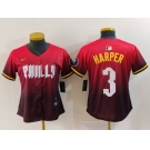 Women's Philadelphia Phillies #3 Bryce Harper Red 2024 City Connect Limited Jersey