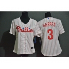 Women's Philadelphia Phillies #3 Bryce Harper White Stitched MLB Cool Base Nike Jersey