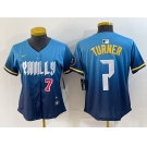 Women's Philadelphia Phillies #7 Trea Turner Number Blue 2024 City Connect Limited Stitched Jersey