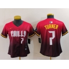 Women's Philadelphia Phillies #7 Trea Turner Number Red 2024 City Connect Limited Jersey