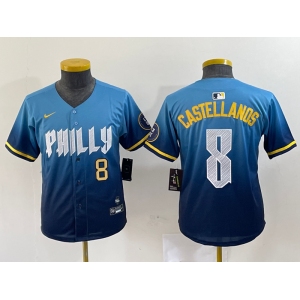 Women's Philadelphia Phillies #8 Nick Castellanos Blue 2024 City Connect Limited Stitched Jersey