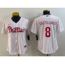 Women's Philadelphia Phillies #8 Nick Castellanos White Cool Base Jersey