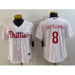 Women's Philadelphia Phillies #8 Nick Castellanos White Cool Base Jersey