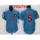 Youth Philadelphia Phillies #5 Bryson Stott Blue Cool Base Stitched Jersey