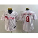 Youth Philadelphia Phillies #8 Nick Castellanos White Cool Base Jersey