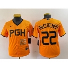 Youth Pittsburgh Pirates #22 Andrew McCutchen Number Yellow 2023 City Connect Stitched Jersey1