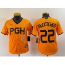 Youth Pittsburgh Pirates #22 Andrew McCutchen Yellow 2023 City Connect Stitched Jersey