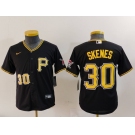 Youth Pittsburgh Pirates #30 Paul Skenes Number Black Stitched Cool Base Nike Jersey