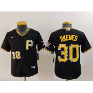 Youth Pittsburgh Pirates #30 Paul Skenes Number Black Stitched Cool Base Nike Jersey