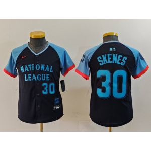 Youth Pittsburgh Pirates #30 Paul Skenes Number Navy 2024 All Star Limited Stitched Jerseys