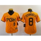 Youth Pittsburgh Pirates #8 Willie Stargell Number Yellow 2023 City Connect Stitched Jersey2