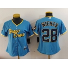 Youth Milwaukee Brewers #28 Joey Wiemer Blue 2022 City Connect Cool Base Stitched Jersey