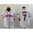 Youth Mexico Baseball #7 Julio Urias 2023 Red World Baseball Classic Stitched Jersey1