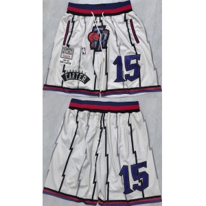Men's Toronto Raptors #15 Vince Carter White Shorts