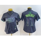 Women's Tampa Bay Rays #17 Isaac Paredes Charcoal 2024 City Connect Limited Cool Base Jersey